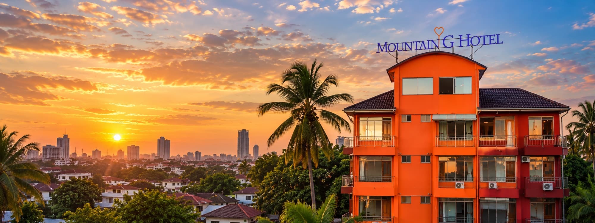 Mountain G Hotel, a four-storey orange and red building in Dar es Salaam